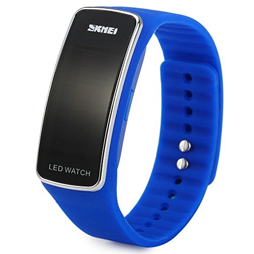 Leopard Shop SKMEI LED Sport Armbanduhr Datum Funktion Kautschuk Band Blau