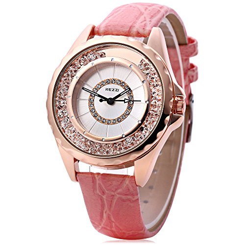 Leopard Shop kezzi Frauen Quarzuhr Armbanduhr Kuenstliche Diamant Zifferblatt pink