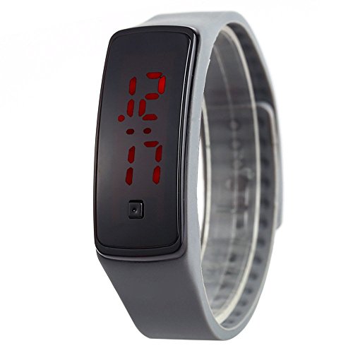 Leopard Shop Unisex LED Digital Armband Uhr Sport Armbanduhr Grau