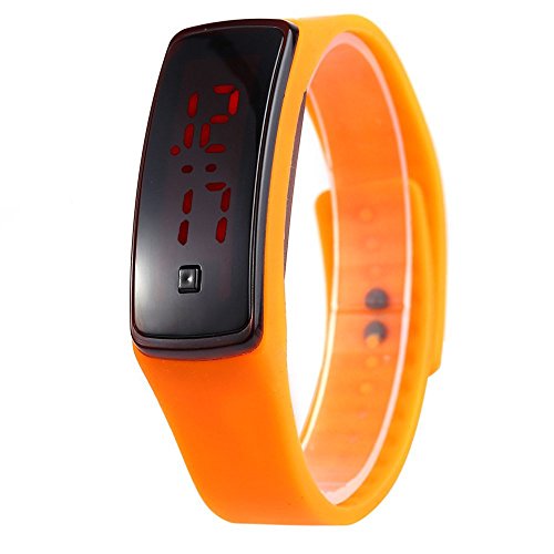 Leopard Shop Unisex LED Digital Armband Uhr Sport Armbanduhr Orange