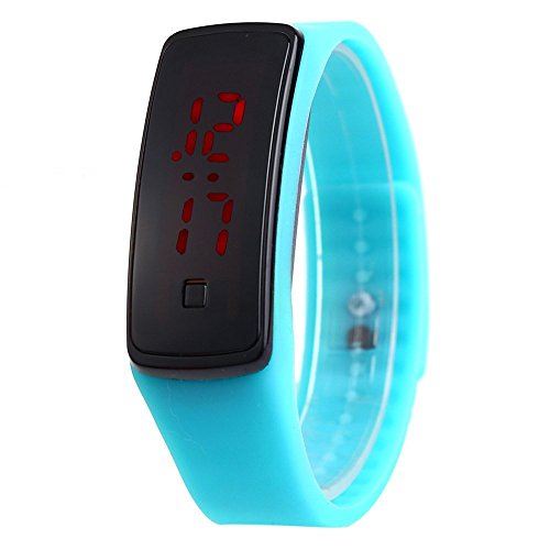 Leopard Shop Unisex LED Digital Armband Uhr Sport Armbanduhr Hellblau