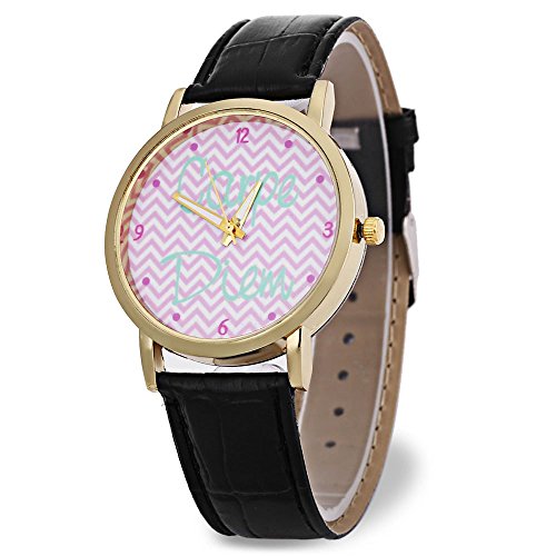 Leopard Shop weiblich Quarzuhr Zifferblatt Luminous Wave Muster Pointer Leder Strap Armbanduhr Schwarz