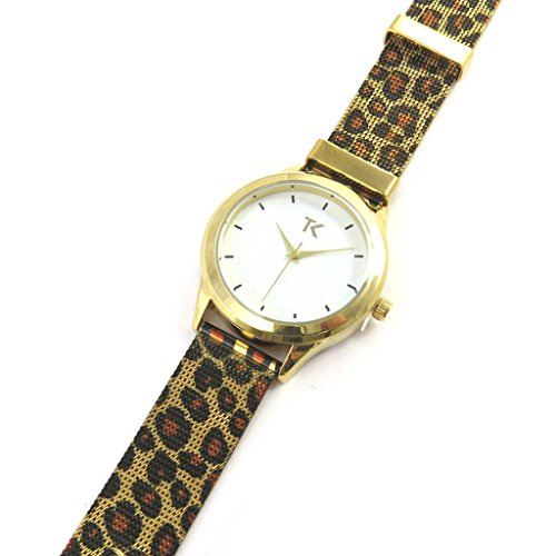 Armbanduhr fuer frauen Trendygoldfarben braun leopard
