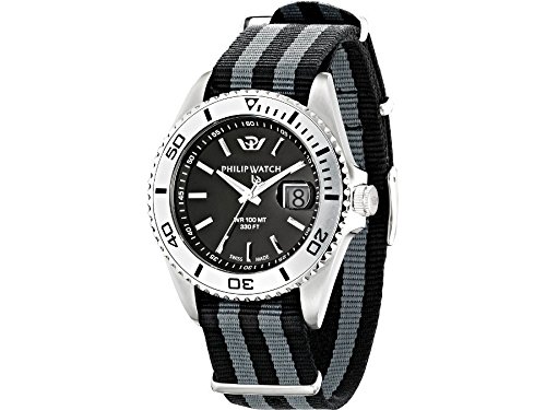 Philip Watch r8251597003 CARIBE Armbanduhr Quarz Analog Zifferblatt schwarz Armband Nylon Mehrfarbig