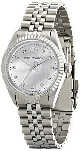 Philip Watch - r8253107512 - CARIBE Damen-Armbanduhr - Quarz Analog - Ziffernblatt Perlmutt - Armband Stahl Silber