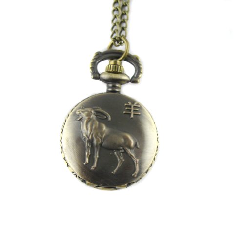 MapofBeauty Bronze Chinesisches Tierzeichen Schwein Muster Fall Quarz Taschenuhr