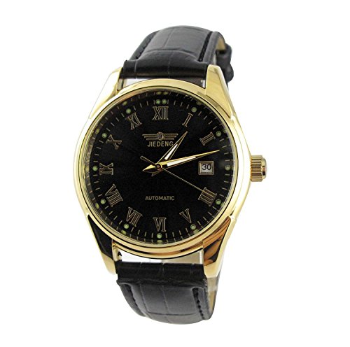 MapofBeauty Unisexs Synthetische Leder Uhrenarmband Automatik Selbst Wind rund Mechanische Uhren Schwarz Uhrenarmband Wei Zifferbltter