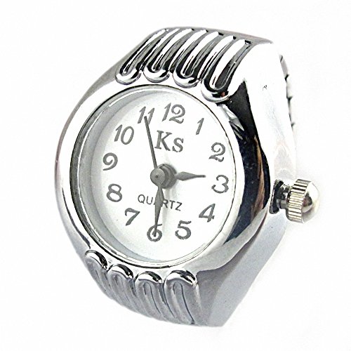MapofBeauty Ladiess Metall Uhrenarmband Analoges Quarzwerk rund Ring Uhren Silber Uhrenarmband Wei Zifferbltter