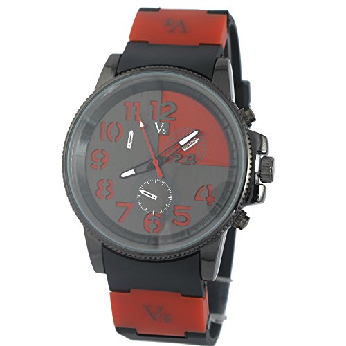 MapofBeauty Spezielles Zifferblatt entwickelte Uhrenarmband Abschnitt und einstellbarer Silikonband Dornschliesse Rot Elektronische