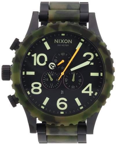 Nixon Herren-Armbanduhr XL 51-30 Chrono Matte Black  Camo Chronograph Quarz Edelstahl beschichtet A0831428-00