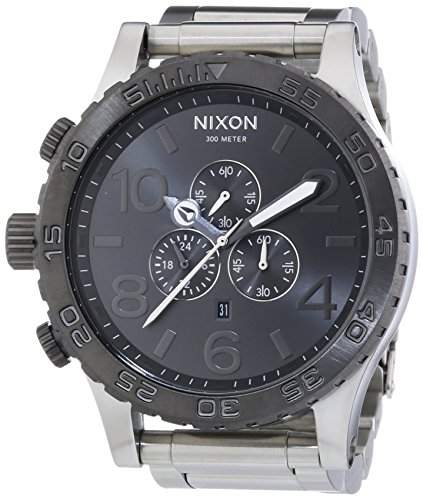 Nixon Herren-Armbanduhr XL 51-30 Chrono Silver Gunmetal Chronograph Quarz Edelstahl A0831762-00