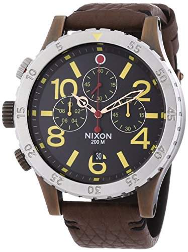 Nixon Herren-Armbanduhr XL Chronograph Quarz Leder A3631625-00