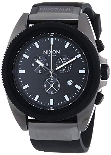 Nixon Herren-Armbanduhr XL Rover Chrono Gunmetal Black Chronograph Quarz Silikon A2901531-00