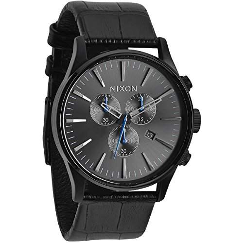 Nixon Herren-Armbanduhr XL Sentry Chrono Chronograph Quarz Leder A4051886-00