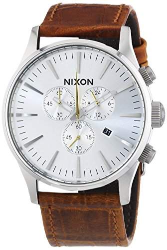 Nixon Herren-Armbanduhr XL Sentry Chrono Chronograph Quarz Leder A4051888-00