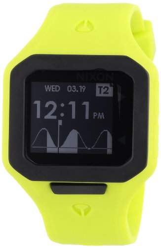 Nixon Herren-Armbanduhr The Supertide Neon Yellow Digital Quarz Silikon A3161262-00