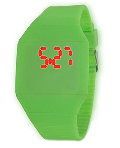 Kinder LED Digital Uhr Unisex Gelee Armbanduhr Silikon Buegel Uhren gruen