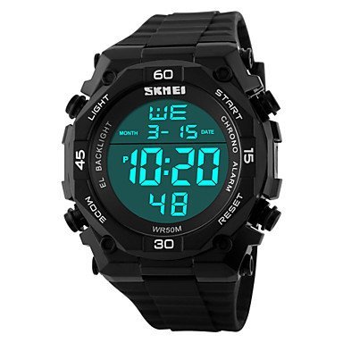 Herren Beobachten digital Sportuhr LCD Wasserdicht Alarm Solar Sportuhr PU Band Armbanduhr
