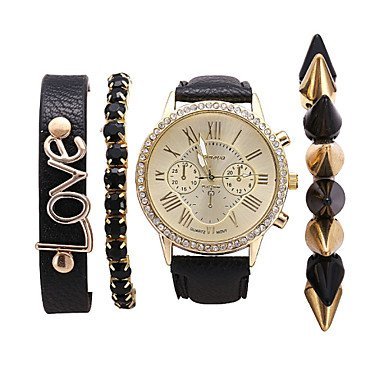 Fenkoo Damenmode Quarz Casual Damen kleiden Uhren roemischen Zifferblatt Armbanduhr relogio feminino masculino einschliesslich Armband