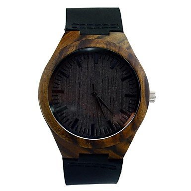 Fenkoo Herren Kleid zu sehen schwarz Sandelholz Holz Uhr Mode Quarzuhr 100 Rindsleder Band