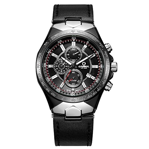 Casima Analog Quarz Sport Chronograph mit Leder Uhren Band 8880 sl7