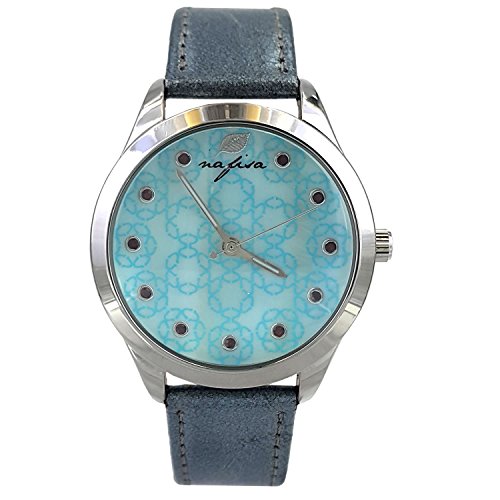 City naf sa Damen Fashion Blau Zifferblatt Lederband Armbanduhr na 0031