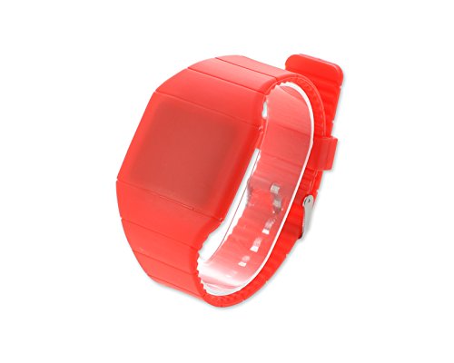 Water Resistant Touch Screen LED Digital Sportuhr Rechteck Armbanduhr Kunststoff Band Rot