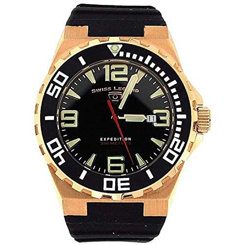 SWISS LEGEND Herren Expeditions-Armbanduhr mit Datumsanzeige sowie schwarzem Kautschukarmband