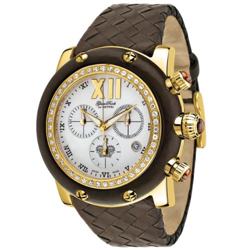 Glam Rock Damen GR10170D1 Miami Sammlung Chronograph Diamant Akzent Brown Leder Uhr