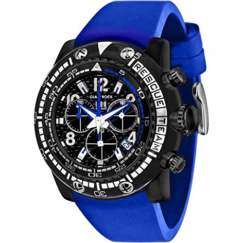 Glam Rock Miami Beach Herren 50 mm blau Silikon Band Polycarbonat Fall Quarz Schwarz Zifferblatt Armbanduhr gr20143