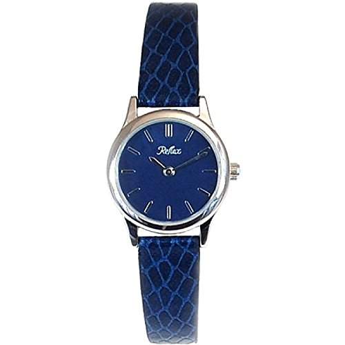 Reflex analoge Damenuhr mit blauem duennen Armband in Schlangenhaut, 1014060L
