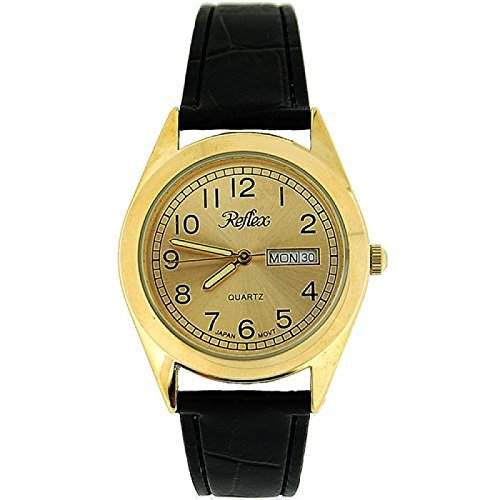 REFLEX Retro Herren-Armbanduhr, goldfarben mit Kalenderfunktion 117050GT