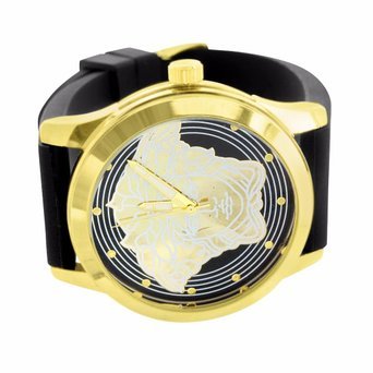 Medusa Uhren Gold Ton Gummiband schwarz wasserabweisend Limited Edition Verkauf