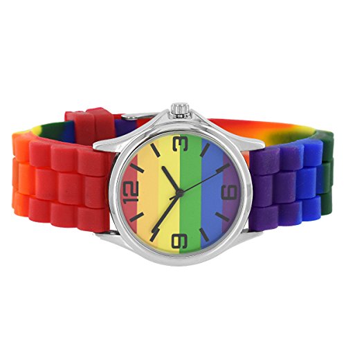 Rainbow Zifferblatt Silikon Schwarz Band LGBT Unterstuetzung Power Gay Pride Designer Armbanduhr Verkauf