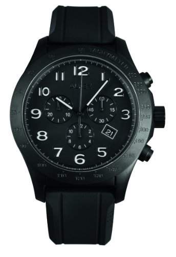 Alfex - 5680 _ 782 - Armbanduhr - Quarz Chronograph - Zifferblatt schwarz Armband Kautschuk schwarz