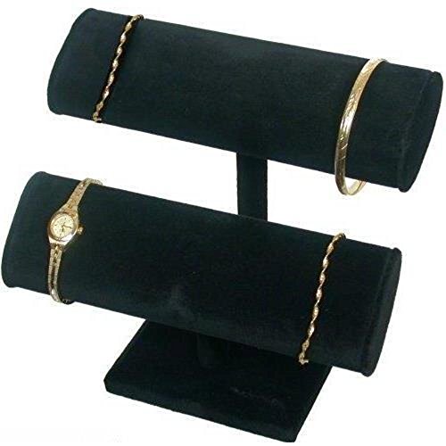 Findingking Halsketten 2 Etagen schwarz Samt Armbandstaender Armband Armbanduhr Schmuck Display Staender