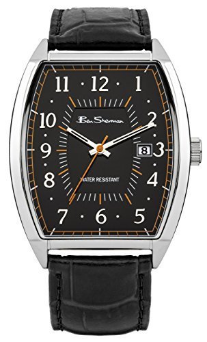 Ben Sherman Herren BS071A Armbanduhr mit Schwarzes Band Schwarzes Zifferblatt und Datum