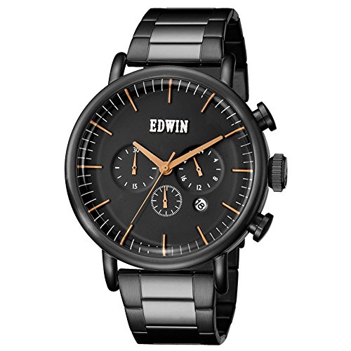 Edwin ew1g013 m0074 Herren Element Zwei Ton Armband Band Schwarz Zifferblatt Armbanduhr