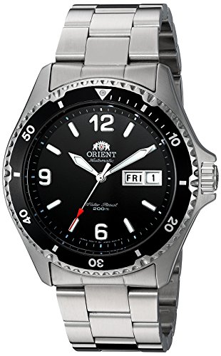 Orient Mako II AA02001B Armbanduhr mit schwarzem Zifferblatt automatisch mit Edelstahl Armband