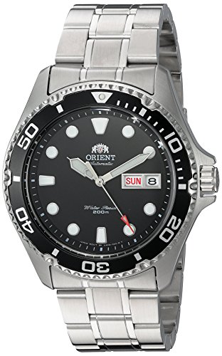 Orient Ray II Automatische Taucher Armbanduhr schwarzes Zifferblatt Armband aus Edelstahl aa02004b
