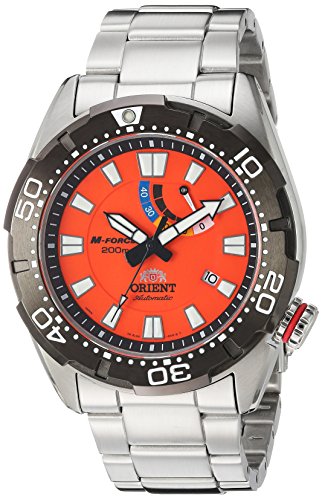 Orient m force Bravo Automatische orange Dive Uhr mit Power Reserve Meter el0 a003 m