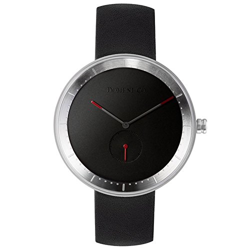 Domenico BLL01 Unisex Signature Serie Edelstahl Lederband schwarz Zifferblatt Uhr