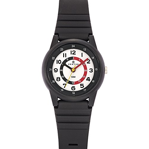 Certus 647578 Armbanduhr Quarz Analog Weisses Ziffernblatt Armband Kunststoff schwarz