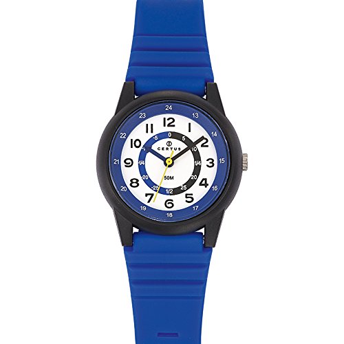 Certus 647579 Armbanduhr Quarz Analog Weisses Ziffernblatt Armband Kunststoff blau