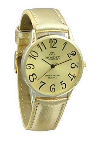 Unisex Gold Plated Mondex Azaza MABZ PU Leder Strap Watch Gold Armband mit Gold Zifferblatt
