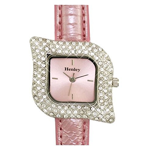 Henley Glamour H06008 2 blattfoermig mit pinken Armband in schicker Praesentbox