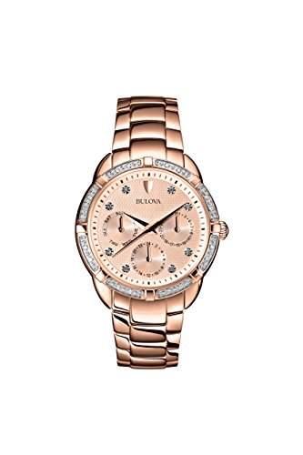 Bulova Damen-Armbanduhr Ladies Diamond Analog Quarz Edelstahl beschichtet 98R178