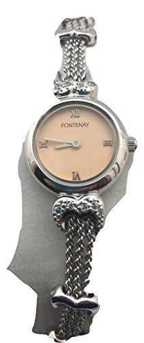 Fontenay Quarz Rosa Zifferblatt Kette Armband mit Herz Form links