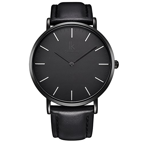 Gute IK Fashion Ausduennen Design KOHLE schwarz Armbanduhr Japan Quarz minimalistisch Unisex
