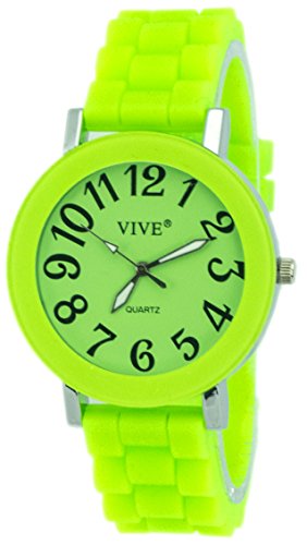 Einzigartige HOT SUN SUMMER TIME Edelstahl Armbanduhr in Gift Gruen mit Silikonarmband Color Edition Sommer Farben